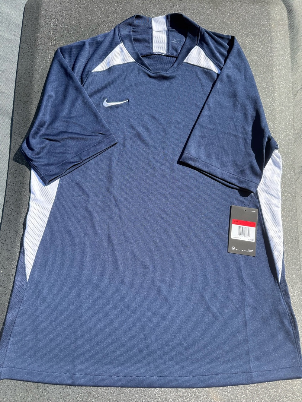 Nike Men’s Navy and White Short-Sleeve Soccer Jersey